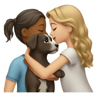 a girl kissing a dog sticker