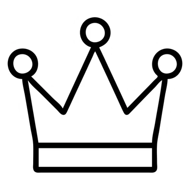 black crown icon with neon red glowing accents, modern icon style sticker