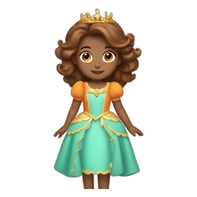 1 Princesse daisy with Brown hair an orange dress and à crown and long hair sticker
