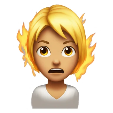a girl look super angry,fire coming out of the head sticker