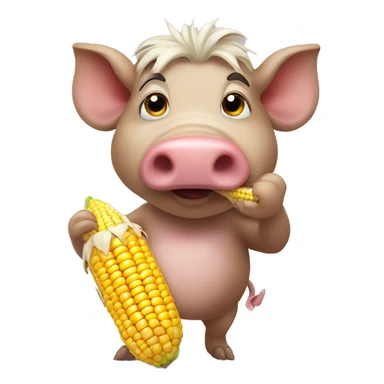 Hog eating corn on the ground sticker