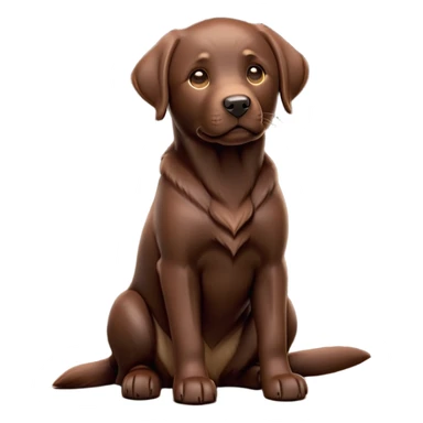 cinematic-[Labrador retriever]-realistic-full-body-sitting-emoji,-tail-resting-loosely-beside-its-paws,-head-tilted-dramatically, -sleek-[chocolate]-fur,-simplified-yet-realistic-focused-features,-highly-detailed,-glowing-with-an-almost-sarcastic-glow sticker