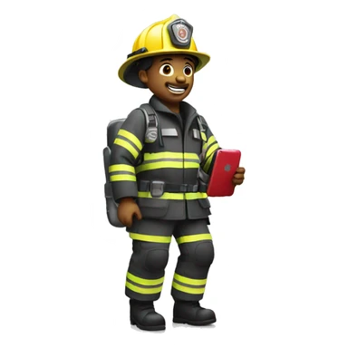 Firefighter charging his phone  sticker