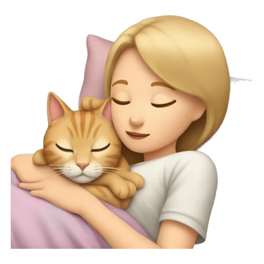 Beige cat sleeping with girl sticker