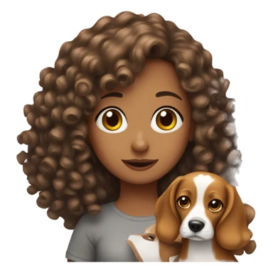 Curly girl with beagle sticker