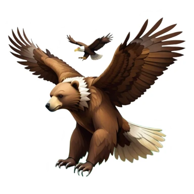 Collage of wild animals: a majestic bear in a lush green forest, a soaring eagle in the sky. A vibrant and detailed nature scene, capturing the beauty of wildlife. Transparent background. sticker