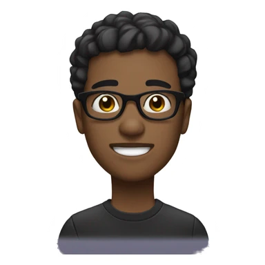 dark, black glasses, short hair, eyebrow parting, stars around, dizzy sticker