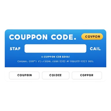 A clean, horizontal website header banner with a dominant red background color. On the left side, the text "COUPON CODE" is written in a bold, white modern sans-serif font. Immediately to the right of the white text, there is a clear, empty rectangular field or a blank white placeholder sticker
