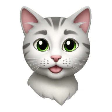 Серый котик,с зелеными глазами, розовым носом, и белым пятнышком на мордочке sticker