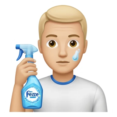 ligth man spraying with spray febreze sticker