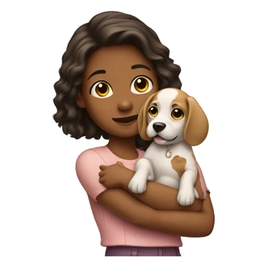 a girl holding a puppy sticker