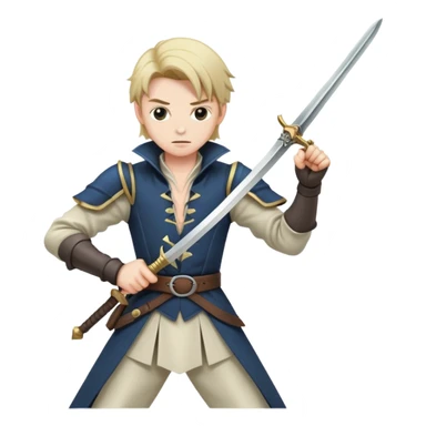 duelist with sword and rapier in fighting stance sticker