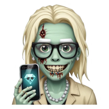 zumbi do iPhone com grillz de diamante, com nudread preto e óculos quadrado sticker