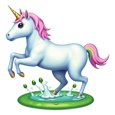 Unicorn jumping out from frog spawn sticker