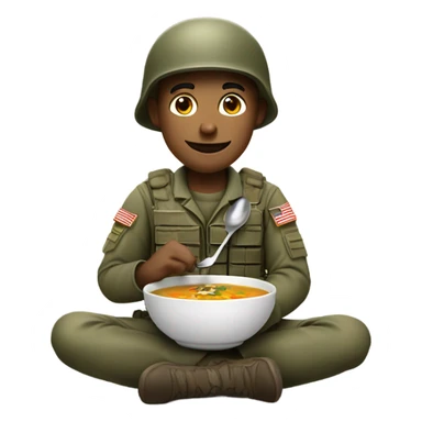 Soldier eating soup sticker