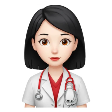 doctor with black hair and red hairclips  sticker