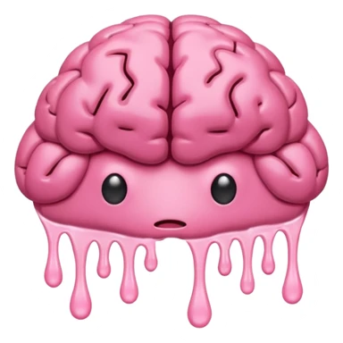pink brain (without a face) melting into a puddle sticker