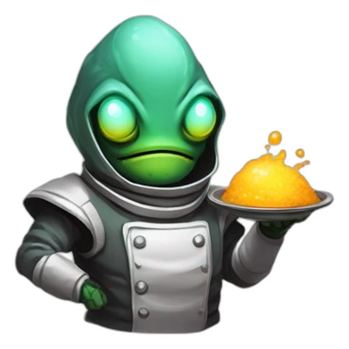 alien chef scifi roguelike rpg style inspired by slay the spire digital art sticker