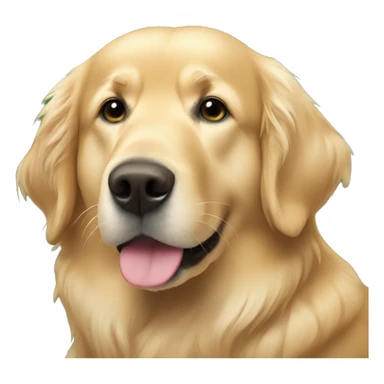 elderly golden retriever next to a christmas tree sticker