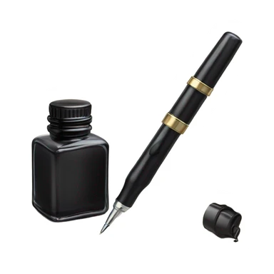 calligraphy pen with ink bottle sticker