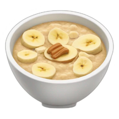 Porridge bowl with banana and peanut butter sticker