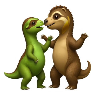 Dinosaur dancing with a sloth sticker