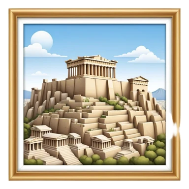 Cinematic Realistic Acropolis Landmark Emoji, showcasing ancient ruins set against a clear sky rendered with intricate detail and timeless lighting. sticker