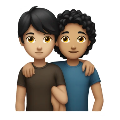 girl with dark brown hair hugging boy with black hair sticker