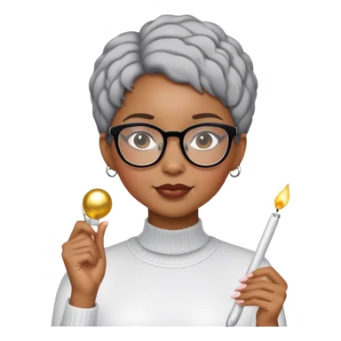 Light skinned Black girl with glasses short natural gray haircut celebrating new year’s  sticker