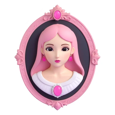 minimal 3D gothic cameo with pink accent, simple and vintage sticker