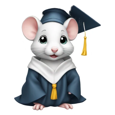 Cute little white mouse in graduation cap and gown sticker