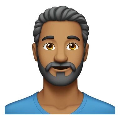 indian man in blue t shirt, beard is fully shaved, head profi. wavy hair sticker