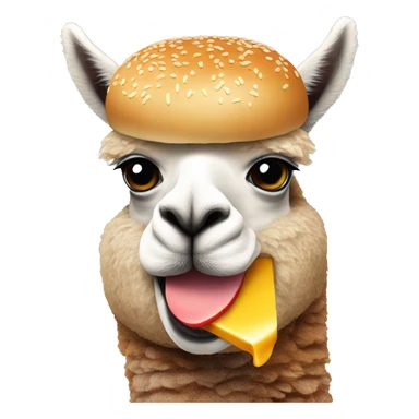 An alpaca eating a burger sticker