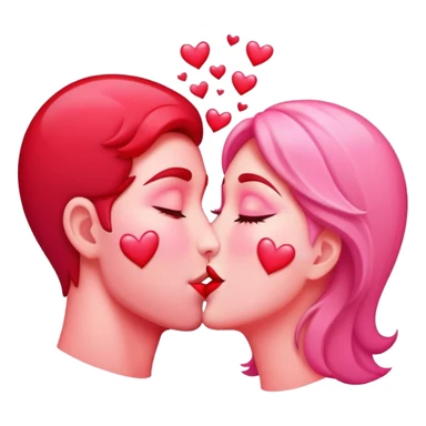 passionate kiss with hearts sticker