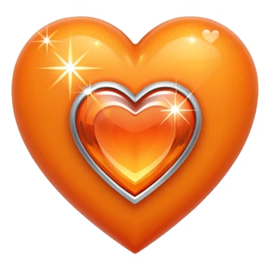 Heart orange with a diamond heart inside sticker
