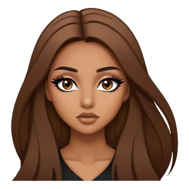 tan, brown straight hair, baddie,pretty, makeup, black eyeliner, long hair sticker