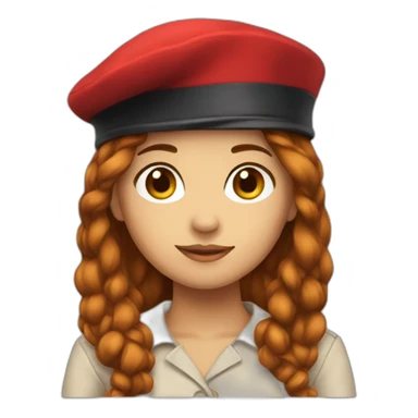 Red beret for girl with dark long hair sticker