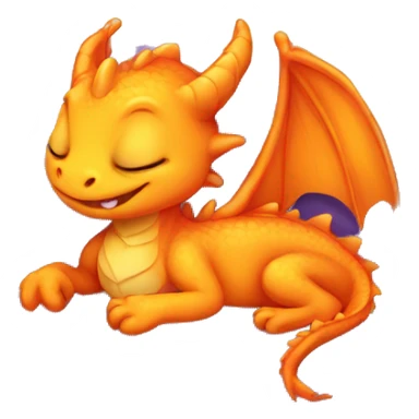 orange baby dragon sleeping sticker