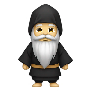 Un vieux ninja en kimono noir barbu sticker