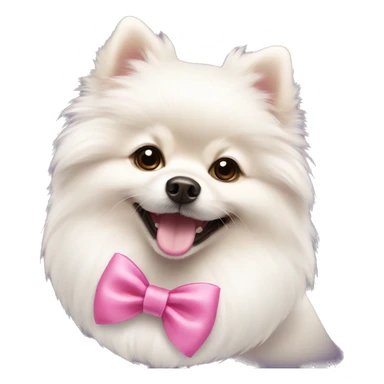 white pomeranian using pink bow smiling  sticker