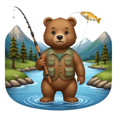 Bear goes fishing sticker