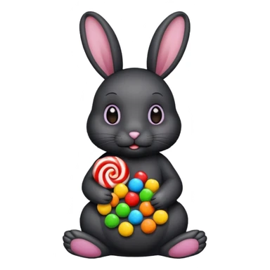 black rabbit with candies sticker
