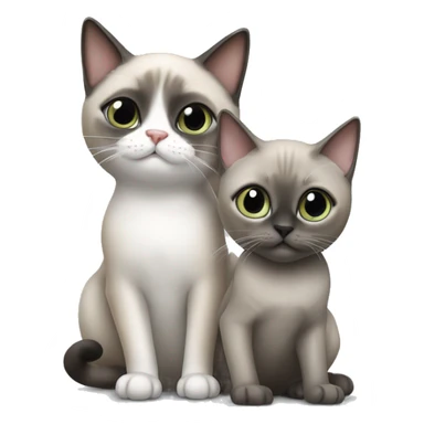 Siamese cat playing with a British gray cat sticker