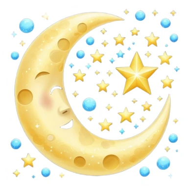 Glitter cian moon sticker