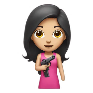 Dark hair girl holding a pink gun sticker