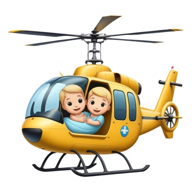 a helicopter carrying a baby that is happy sticker