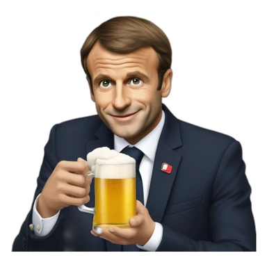 Emanuel macron boit une bières sticker
