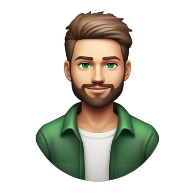 Man 21 years old, with trimmed beard, green eyes sticker