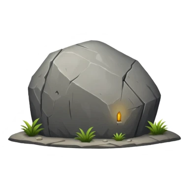 A BOULDER in front of a tomb sticker