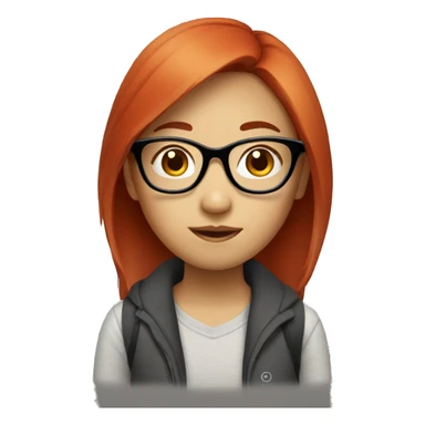 Asian girl with red hair and glasses  sticker